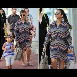 Mara Hoffman Stepped Hem Shirt Dress ASO Kourtney Kardashian Size Small